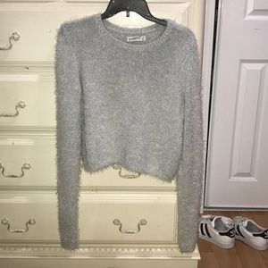 Abercrombie Fuzzy Grey Cropped Sweater